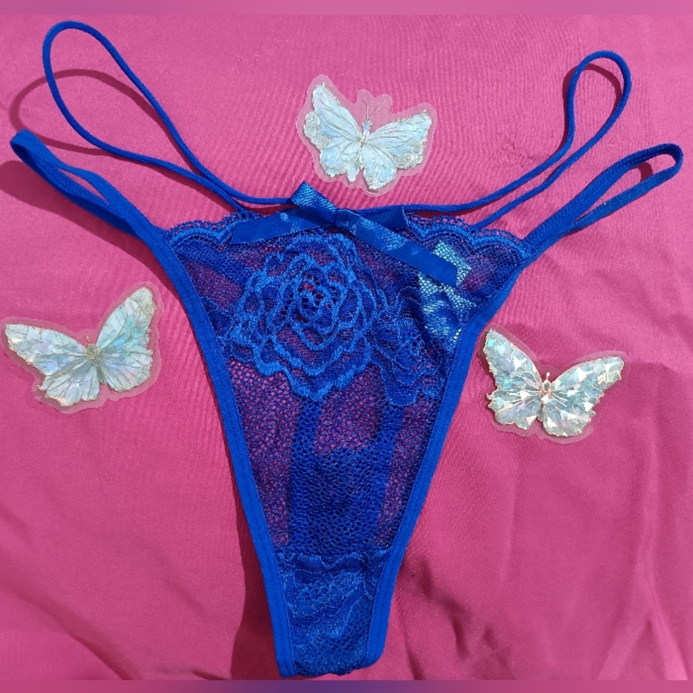 New Royal Blue Lace Thong